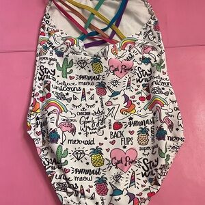 Colorful Graphic Print Leotard